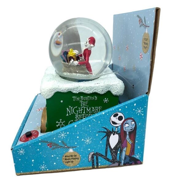Disney Nightmare Before Christmas Musical Light Up Water Snow Globe Train New - Picture 10 of 12